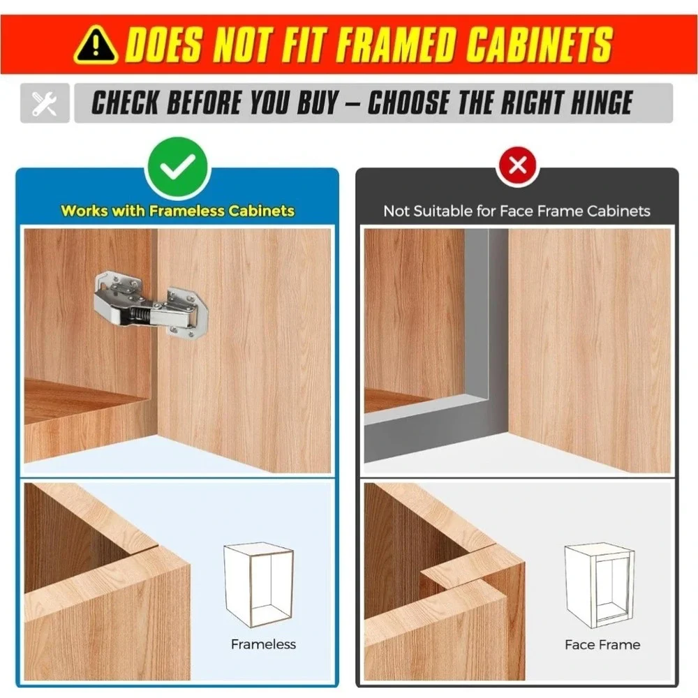 Ravinte 40 Pack Soft Close Hidden Hinges Surface Mount Kitchen Cabinet...